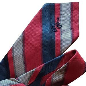 Vintage Necktie Magee 1866 Mens Striped Red Navy & Grey 1970's actate 56" 3"